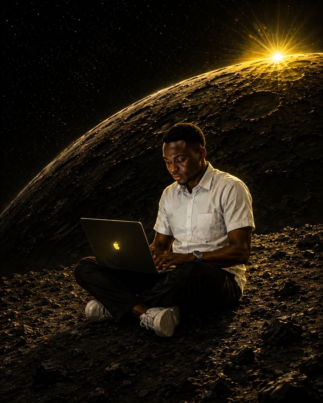 Darren working on the lunar surface